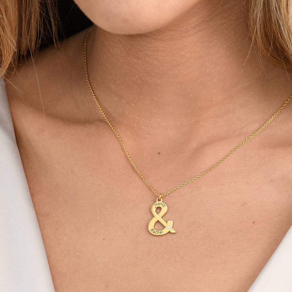 & Sign Custom Necklace in Gold Plating with Diamond-3 product photo