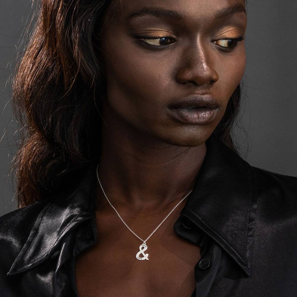 & Sign Custom Necklace in Sterling Silver with Diamond-4 product photo