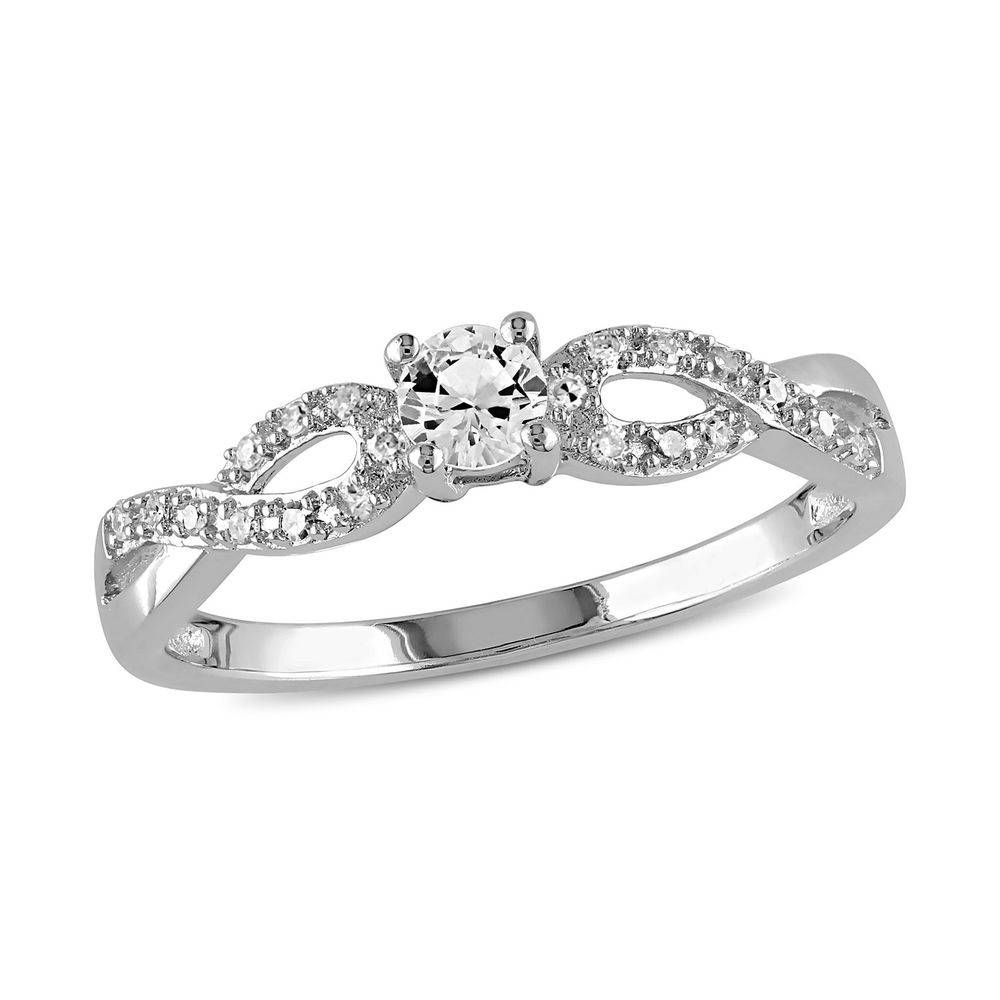 1/10 C.T T.W. Diamond and 1/4 C.T T.G.W. Lab-grown White Sapphire Ring in Sterling Silver-2 product photo