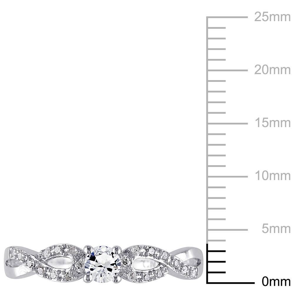1/10 C.T T.W. Diamond and 1/4 C.T T.G.W. Lab-grown White Sapphire Ring in Sterling Silver-5 product photo