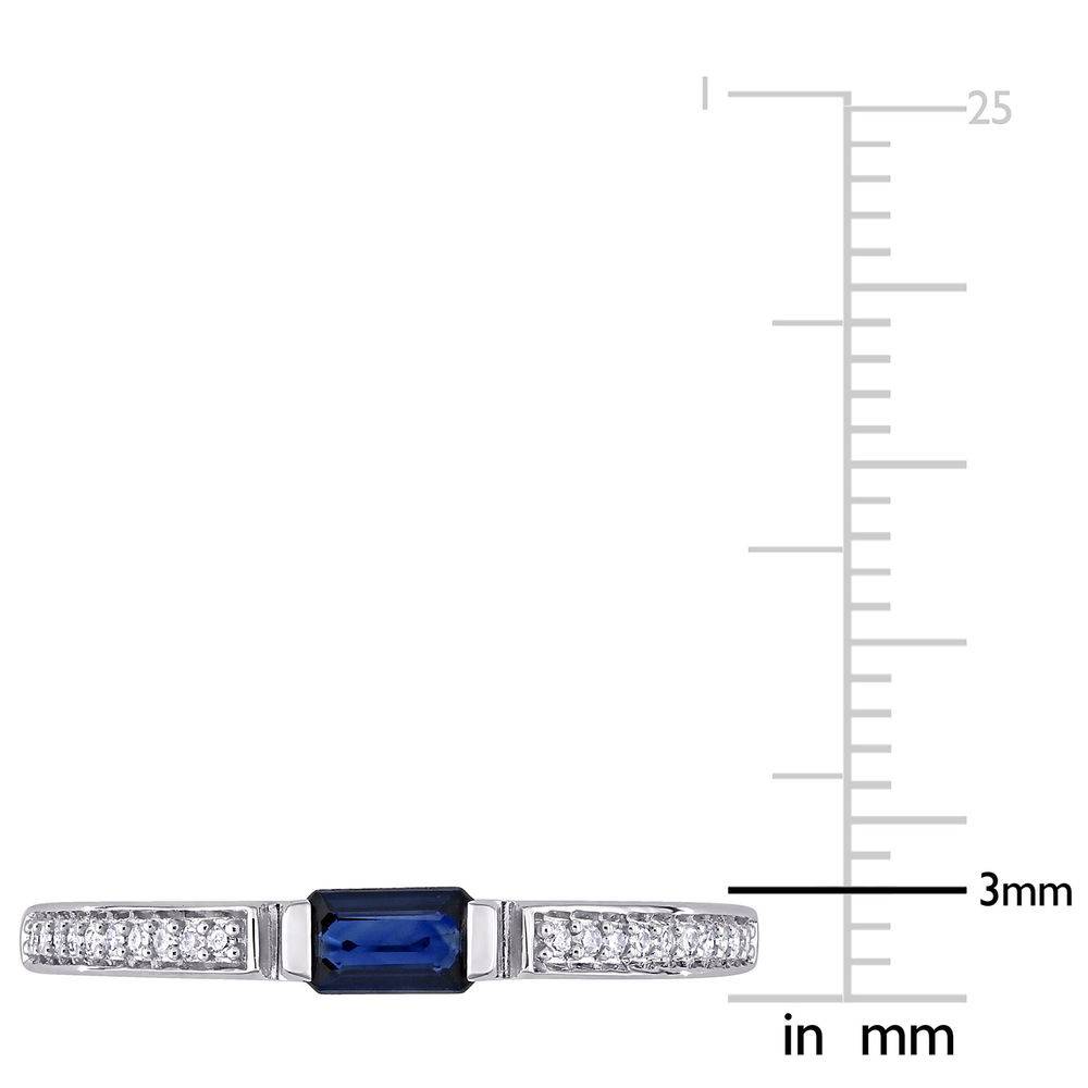 1/10 CT. T.W. Diamond and 1/3 CT. T.G.W. Octagonal-Cut Sapphire Ring in 10k White Gold-3 product photo