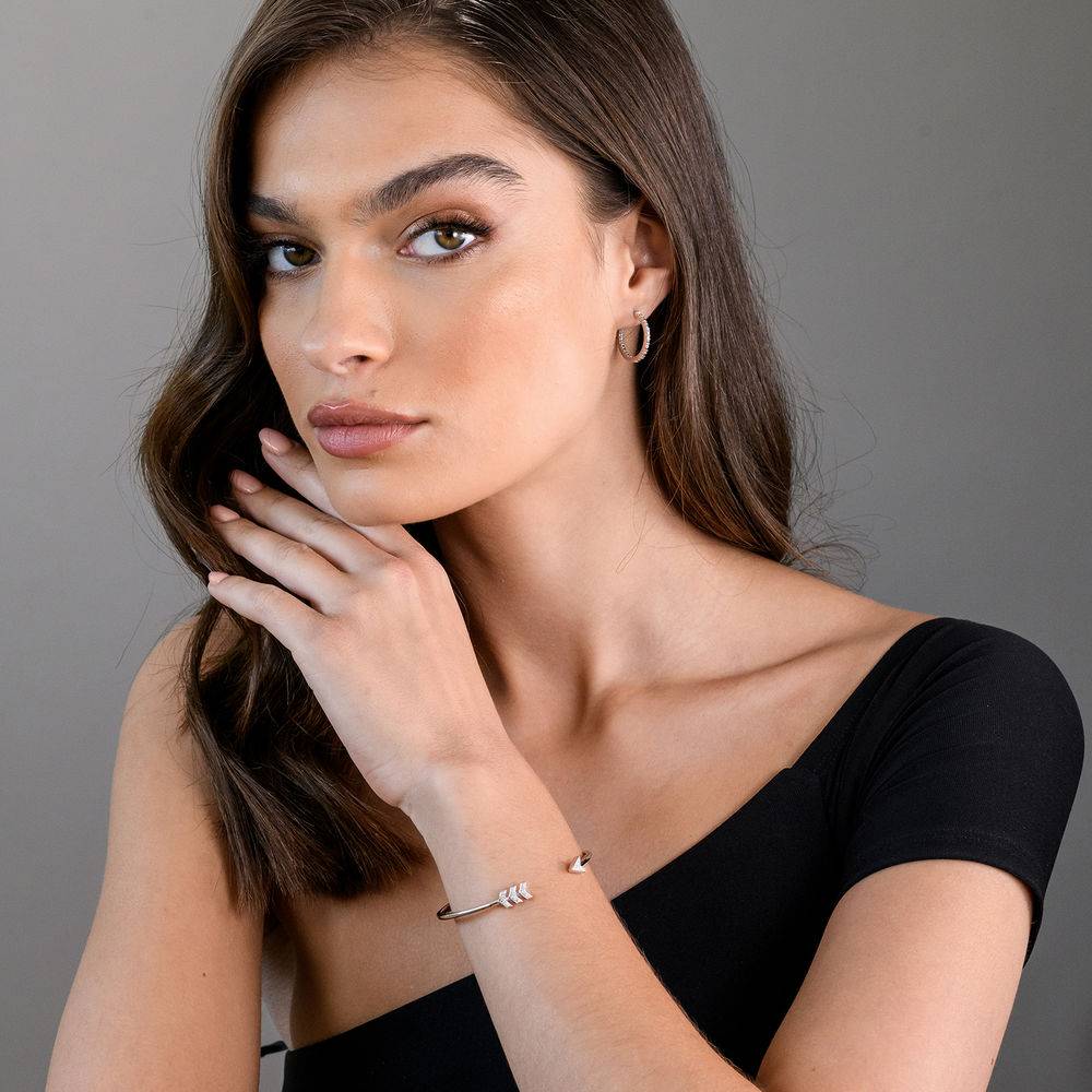 1/10 CT. T.W. Diamond Boho Cuff Bangle in Sterling Silver-4 product photo