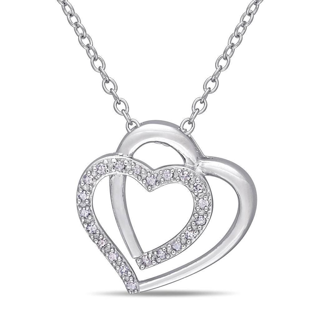 1/10 CT. T.W. Diamond Doble Heart Pendant in Sterling Silver-1 product photo