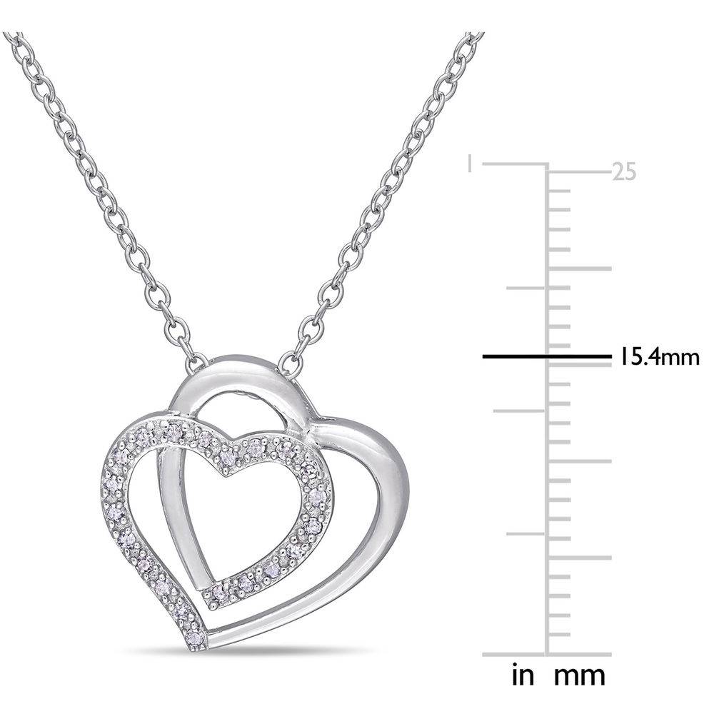 1/10 CT. T.W. Diamond Doble Heart Pendant in Sterling Silver-5 product photo