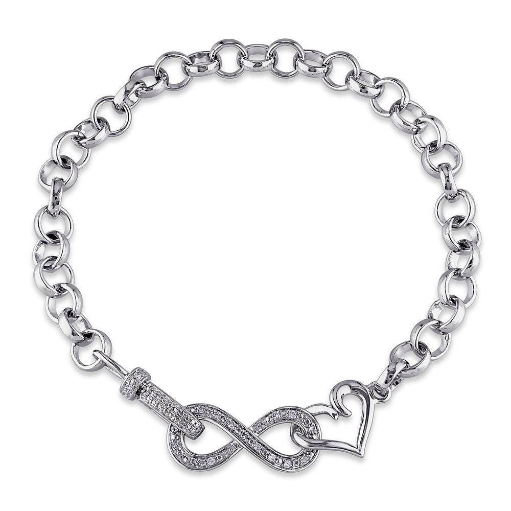 1/10 CT. T.W. Diamond Forever Love Bracelet in Sterling Silver-4 product photo