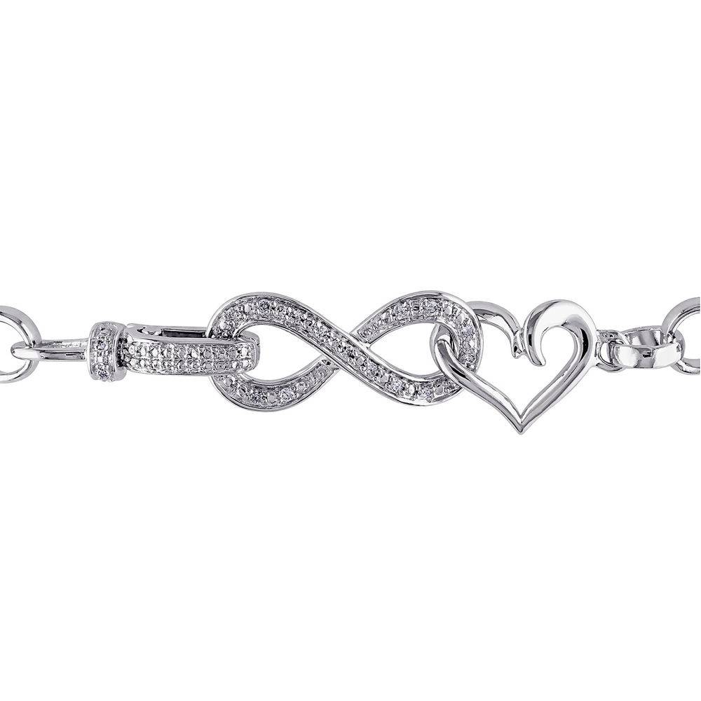 1/10 CT. T.W. Diamond Forever Love Bracelet in Sterling Silver-5 product photo