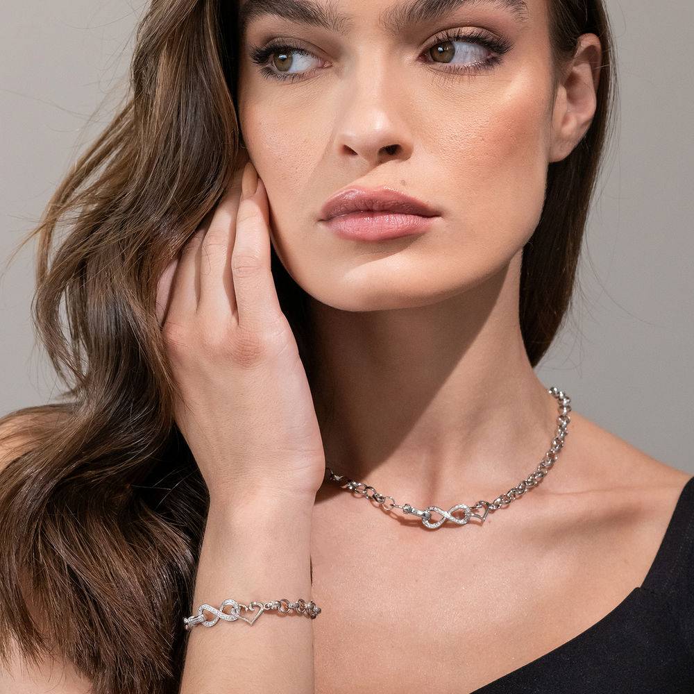 1/10 CT. T.W. Diamond Forever Love Bracelet in Sterling Silver-3 product photo