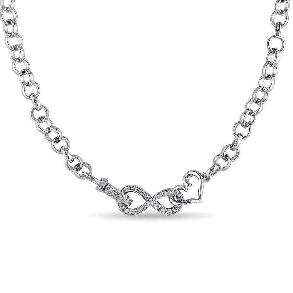 1/10 CT. T.W. Diamond Forever Love Necklace in Sterling Silver-1 product photo