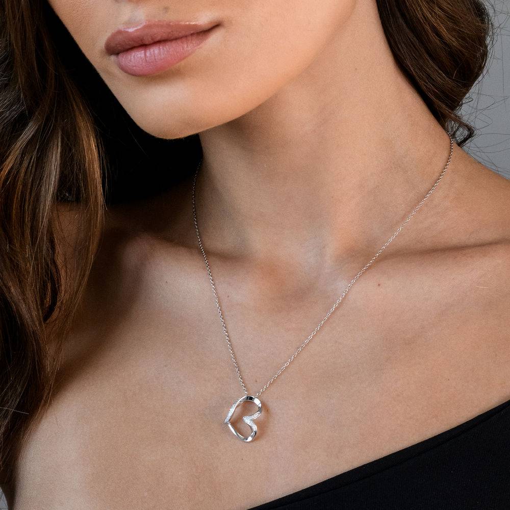 1/10 CT. T.W. Diamond Hanging Heart Necklace in Sterling Silver-2 product photo