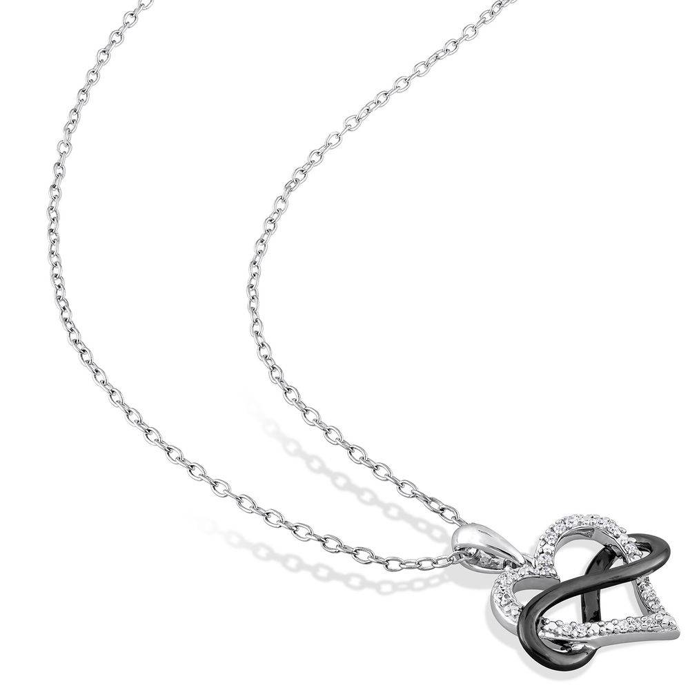 test 1/10 CT. T.W. Diamond Heart Pendant in Sterling Silver with Black Rhodium Plated Infinity Interlocked-3 product photo