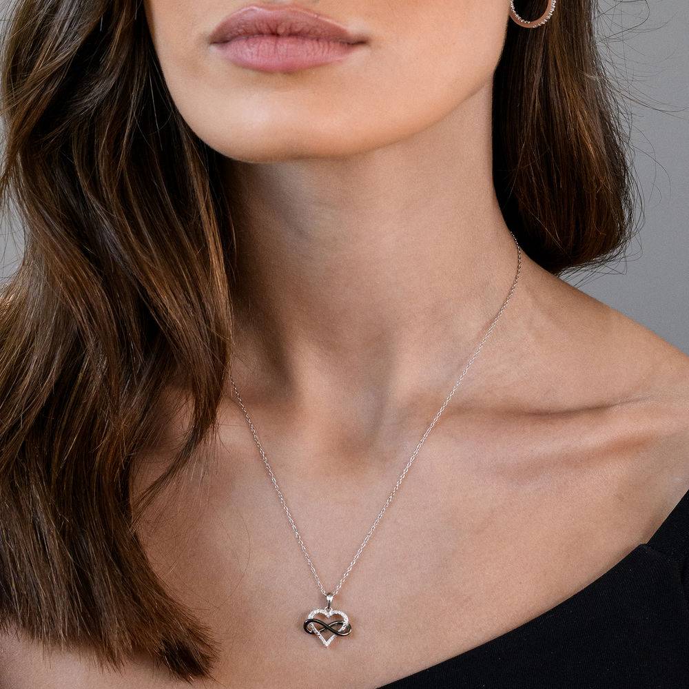 test 1/10 CT. T.W. Diamond Heart Pendant in Sterling Silver with Black Rhodium Plated Infinity Interlocked-4 product photo
