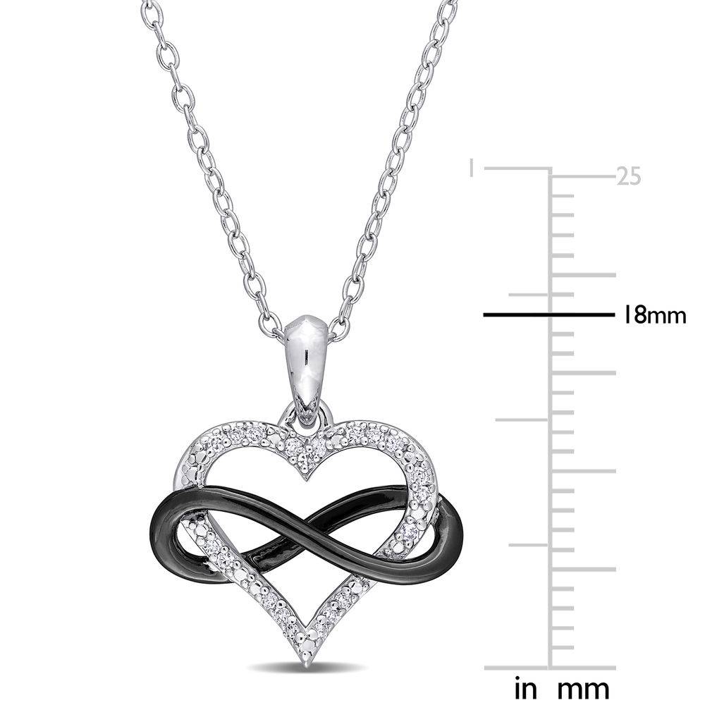 test 1/10 CT. T.W. Diamond Heart Pendant in Sterling Silver with Black Rhodium Plated Infinity Interlocked-5 product photo