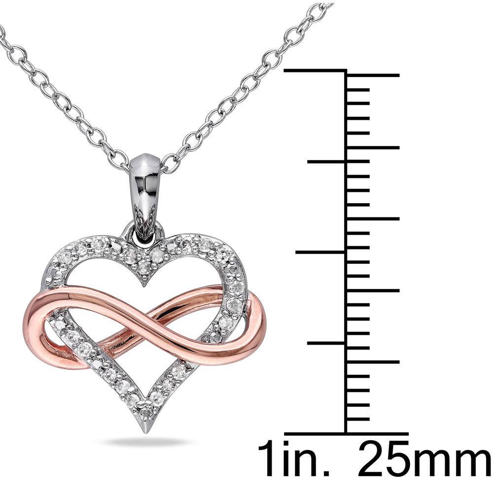 1/10 CT. T.W. Diamond Heart Pendant in Sterling Silver with Rose Gold Plated Infinity Interlocked-5 product photo
