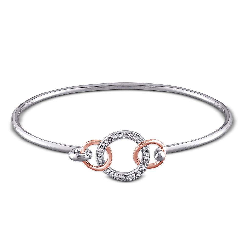 1/10 CT. T.W. Diamond Infinity Circle Bangle in Sterling Silver with Rose Gold Plated details-1 product photo