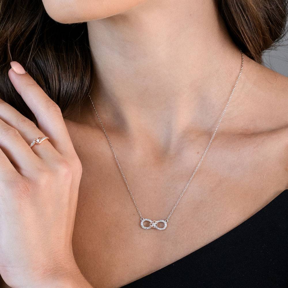 1/10 CT. T.W. Diamond Infinity Necklace Sterling Silver with Dainty Heart in Rose Gold Plated-3 product photo