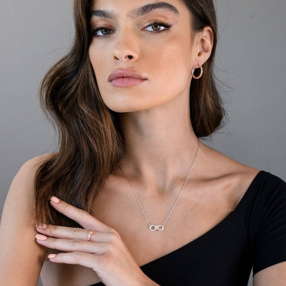 1/10 CT. T.W. Diamond Infinity Necklace Sterling Silver with Dainty Heart in Rose Gold Plated-4 product photo