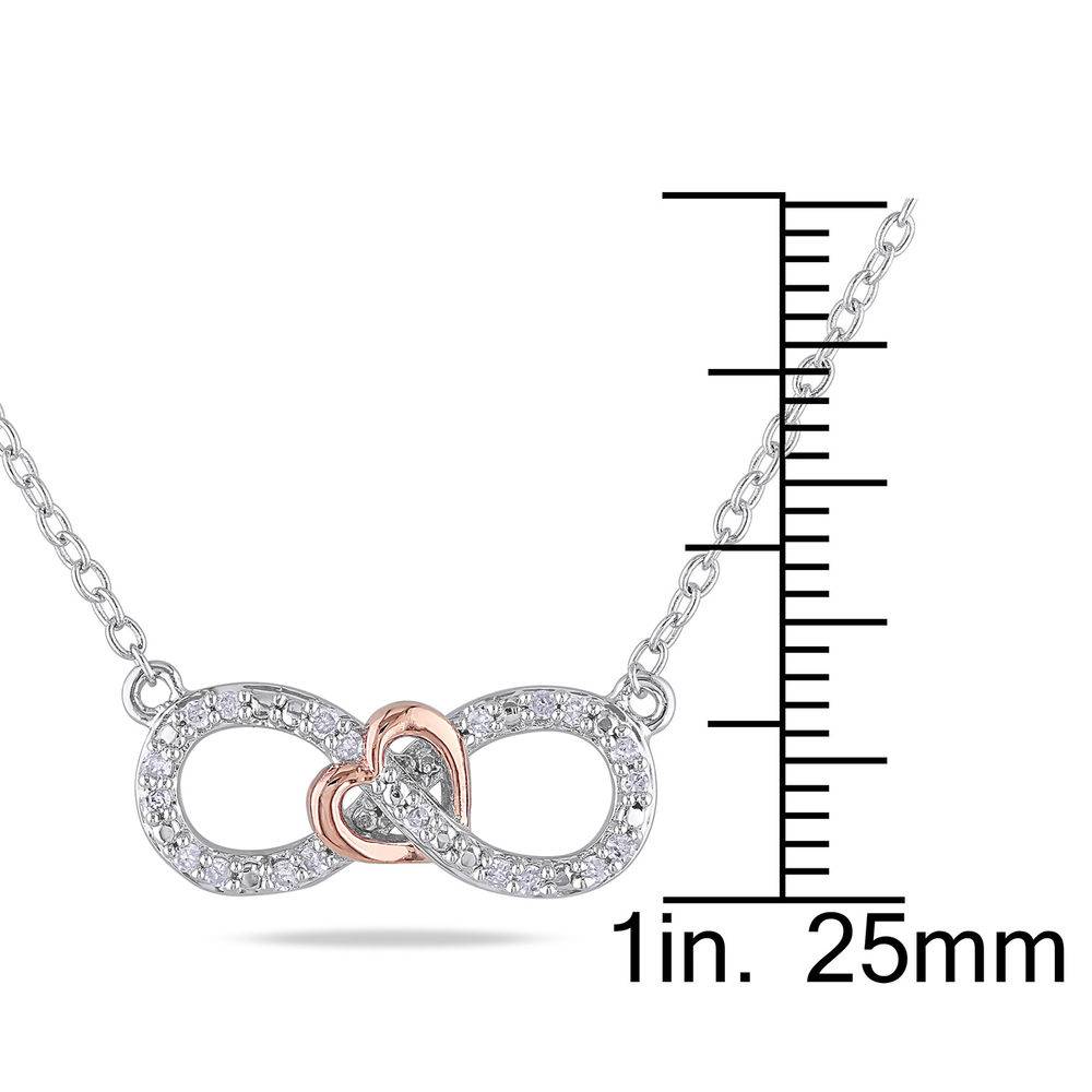 1/10 CT. T.W. Diamond Infinity Necklace Sterling Silver with Dainty Heart in Rose Gold Plated-5 product photo