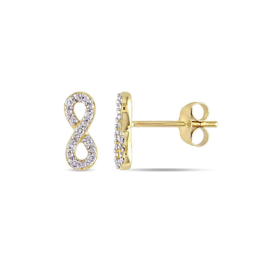 test 1/10 CT. T.W. Diamond Infinity Stud Earrings in 10k Yellow Gold-1 product photo