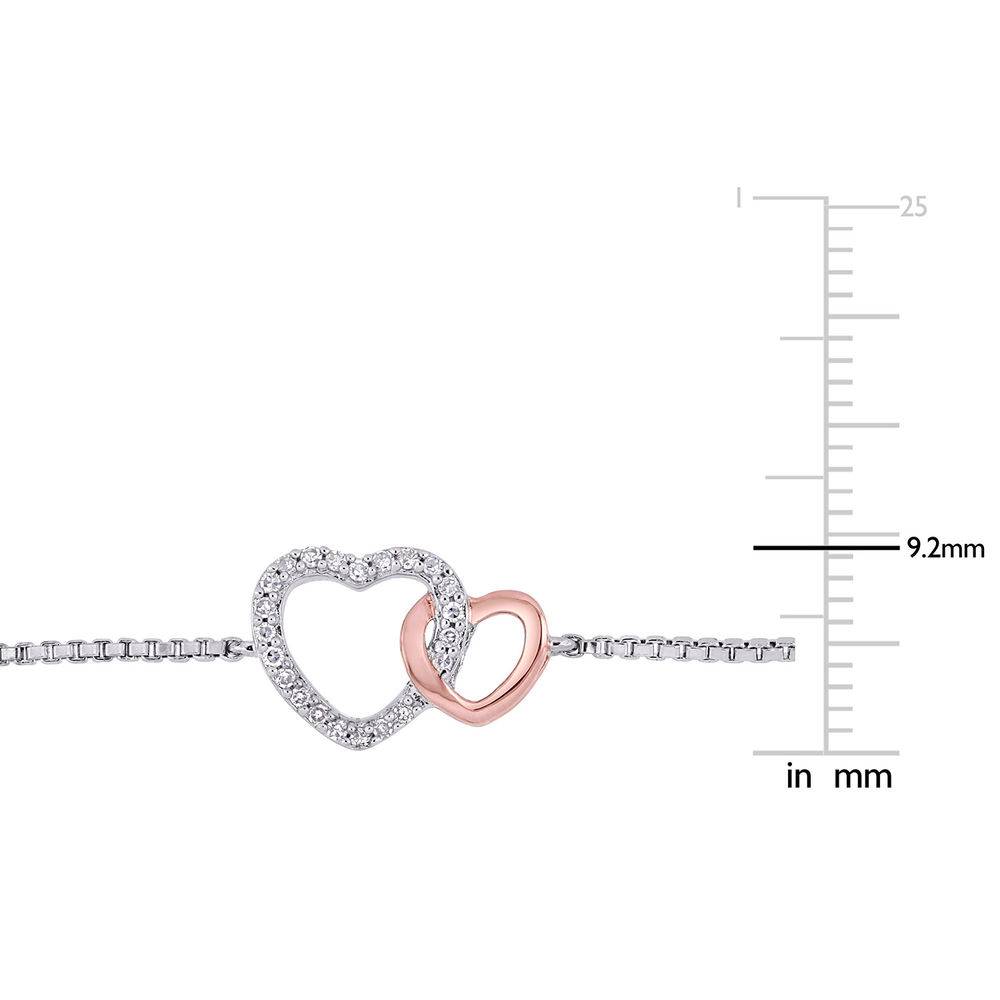 1/10 CT. T.W. Diamond Interlocked Hearts Bolo Bracelet in Sterling Silver and Rose Gold Plated-5 product photo