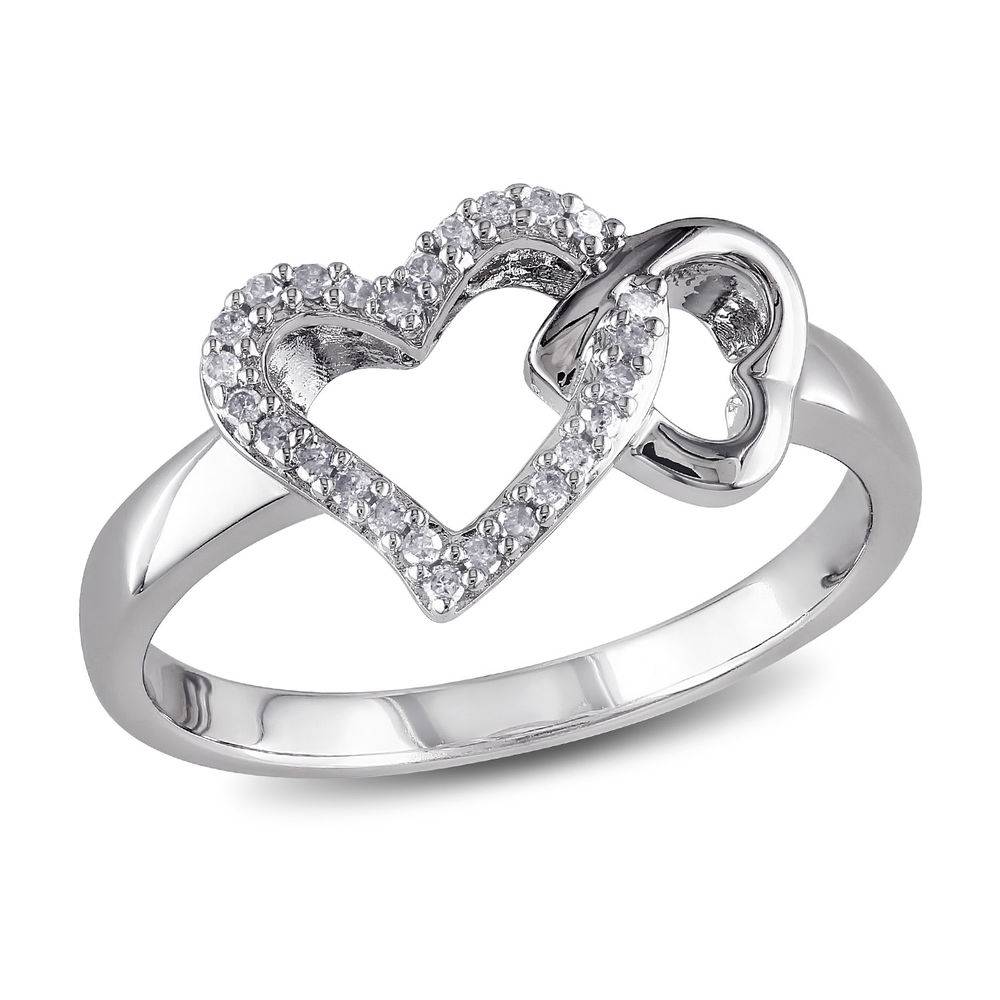 1/10 CT. T.W. Diamond Interlocked Hearts Ring in Sterling Silver-1 product photo