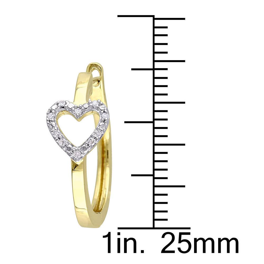 1/10 CT. T.W. Diamond Mini Heart Hoop Earrings in Gold Plated Sterling Silver-4 product photo