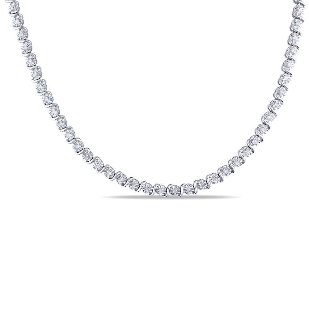 1/2 C.T T.W. Diamond Tennis Necklace in Sterling Silver-1 1/2 C.T T.W. Diamond Tennis Necklace in Sterling Silver-1 product photo
