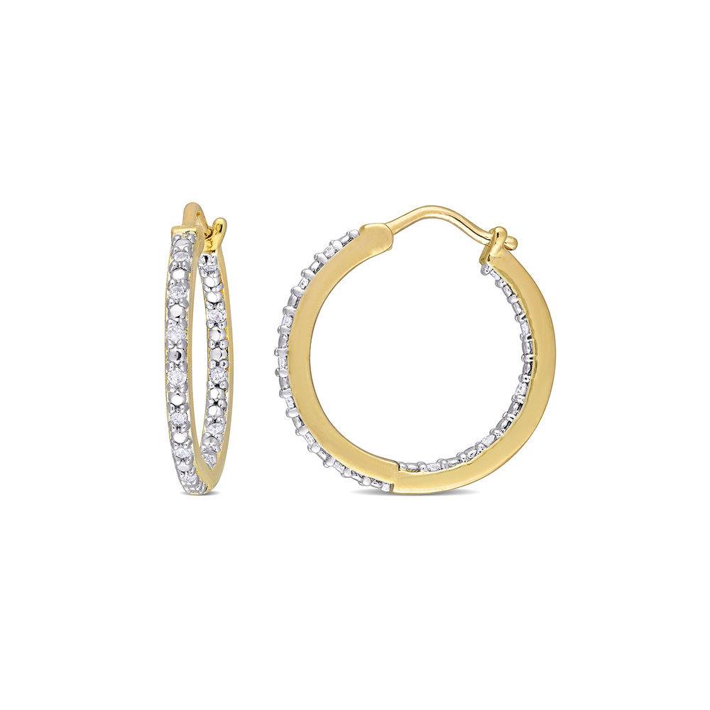 1/4 CT. T.W. Diamond Inside-Out Hoop Earrings in Gold Plated Sterling Silver-1 product photo