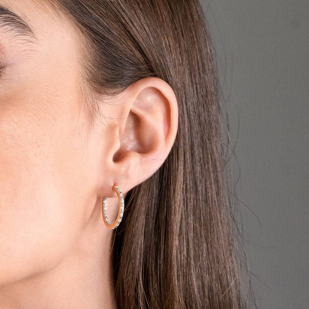 1/4 CT. T.W. Diamond Inside-Out Hoop Earrings in Gold Plated Sterling Silver-2 product photo