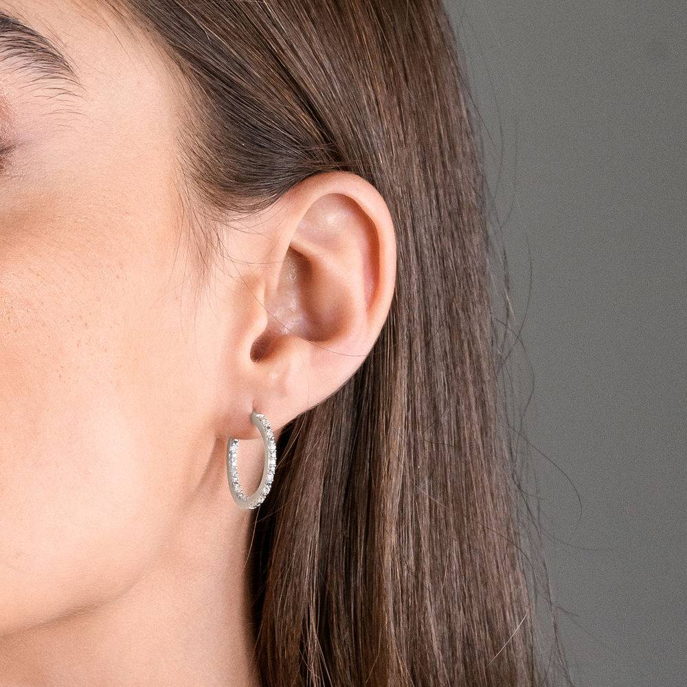 1/4 CT. T.W. Diamond Inside-Out Hoop Earrings in Sterling Silver-2 product photo