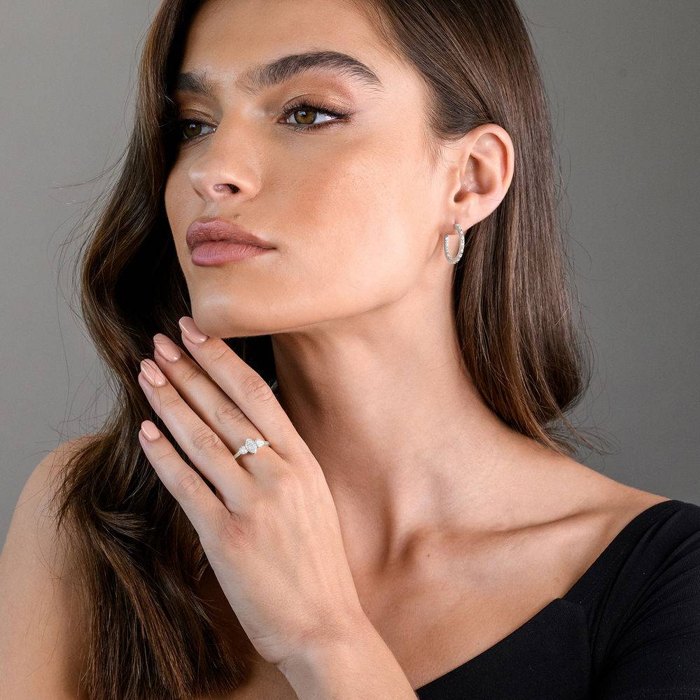 1/4 CT. T.W. Diamond Inside-Out Hoop Earrings in Sterling Silver-3 product photo