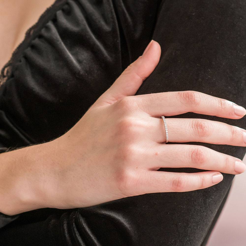 1/5 C.T T.W. Diamond Semi-Eternity Ring in 10K White Gold-3 product photo