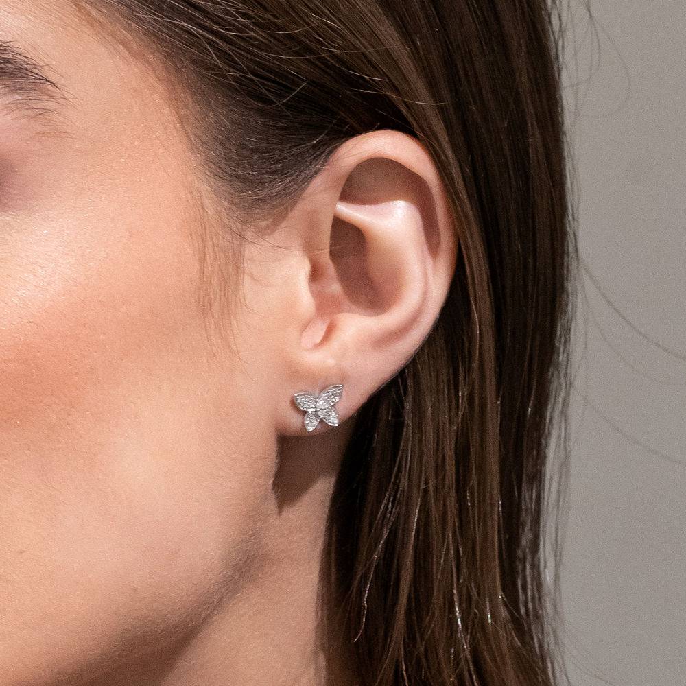 1/5 CT. T.W. Diamond Butterfly Stud Earrings in 10k White Gold-2 product photo