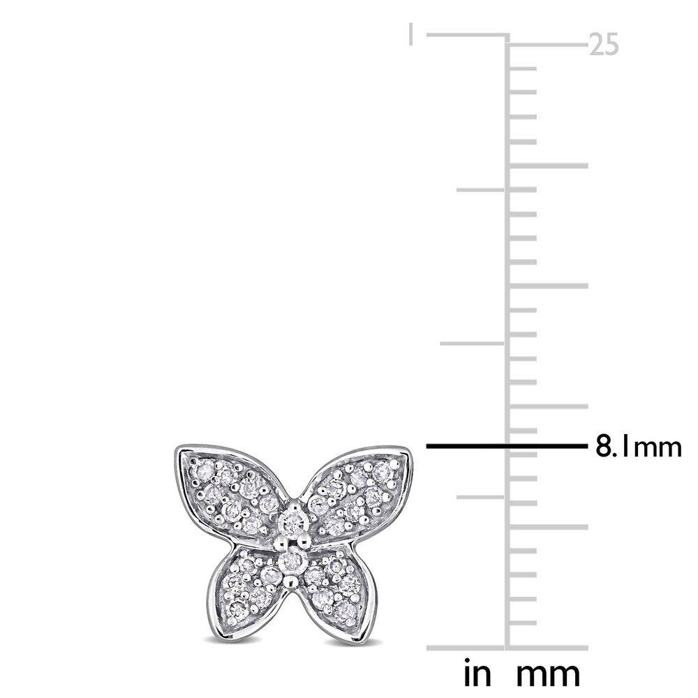 1/5 CT. T.W. Diamond Butterfly Stud Earrings in 10k White Gold-4 product photo