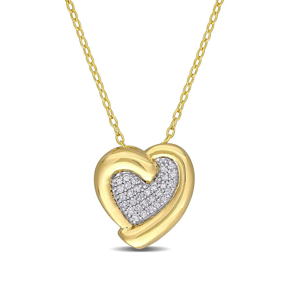 1/6 CT. T.W. Diamond Heart Necklace in Gold Plated Sterling Silver-1 product photo