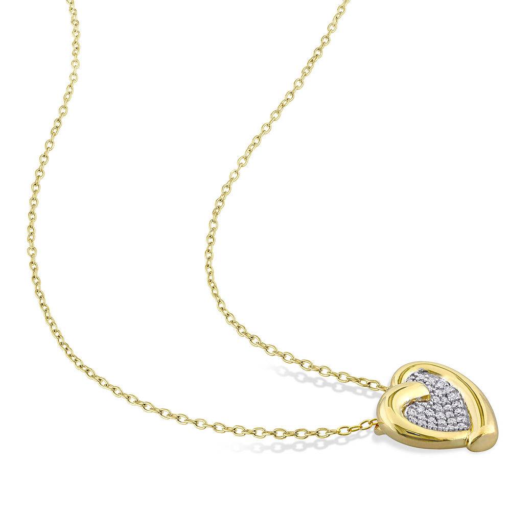 1/6 CT. T.W. Diamond Heart Necklace in Gold Plated Sterling Silver-2 product photo