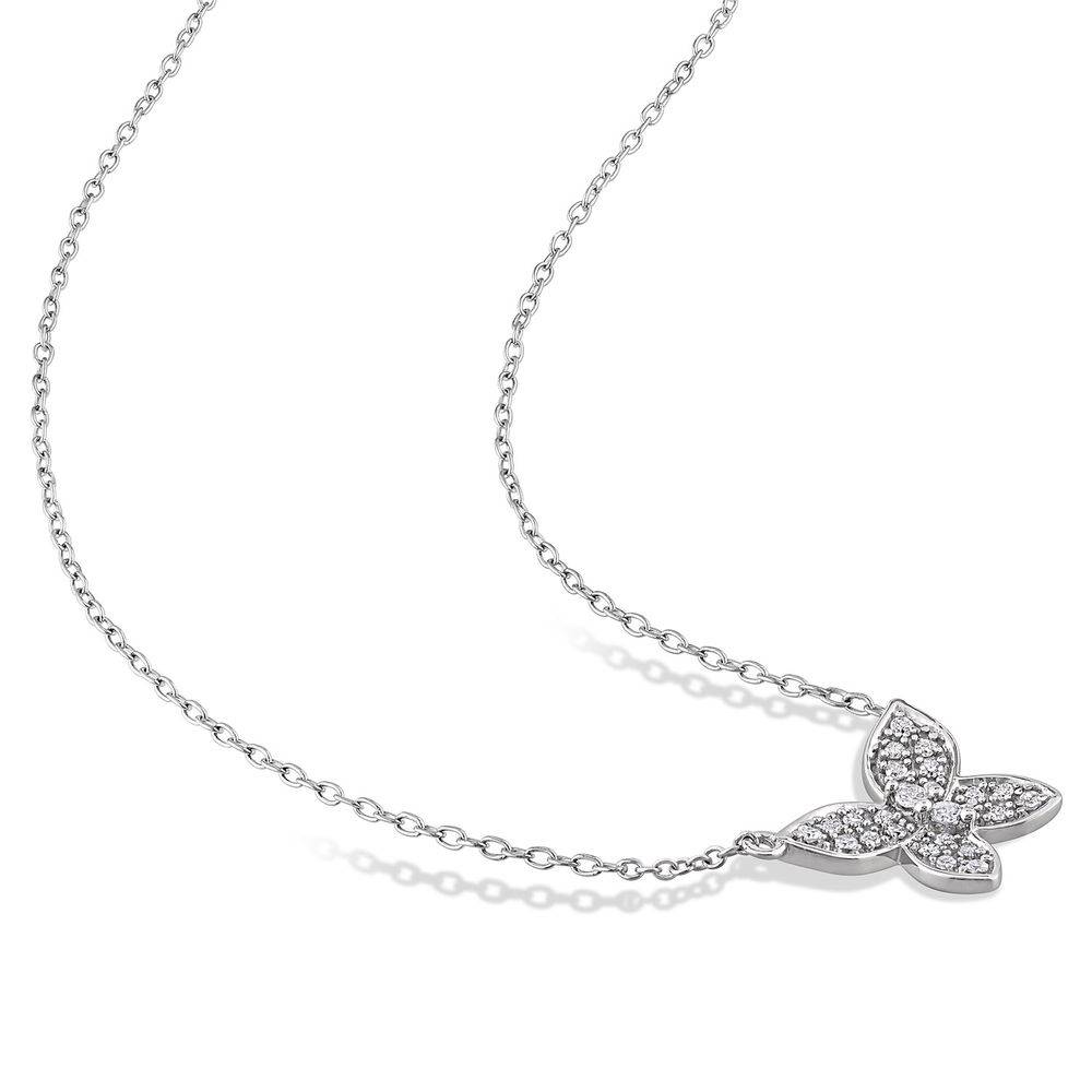 1/8 CT. T.W. Diamond Butterfly Necklace in 10k White Gold-2 product photo