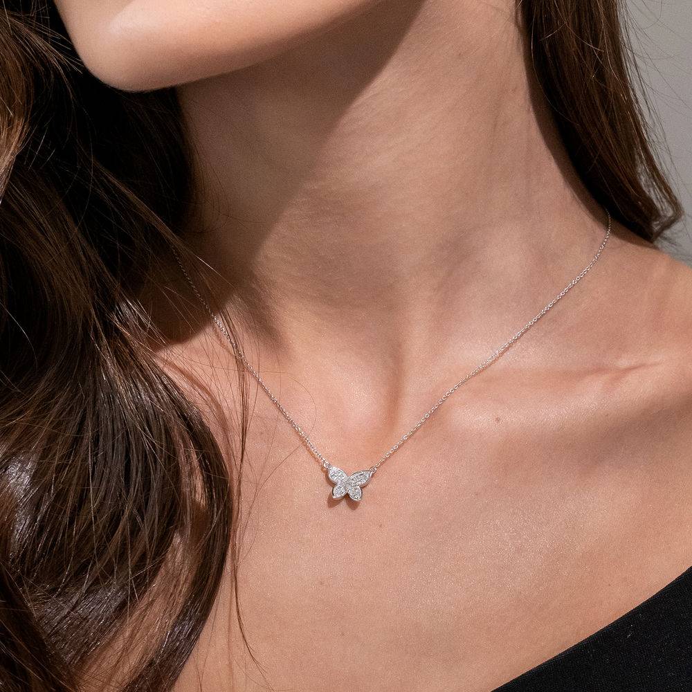 1/8 CT. T.W. Diamond Butterfly Necklace in 10k White Gold-3 product photo