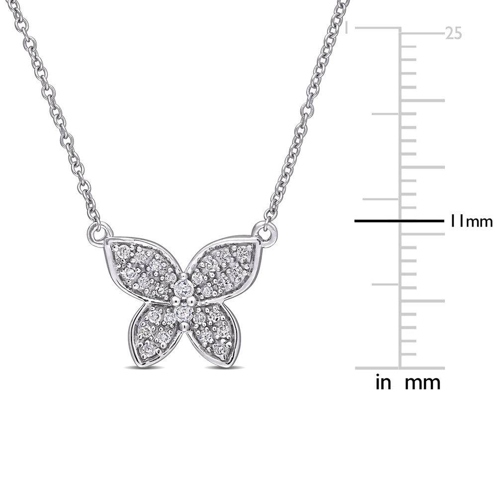 1/8 CT. T.W. Diamond Butterfly Necklace in 10k White Gold-5 product photo