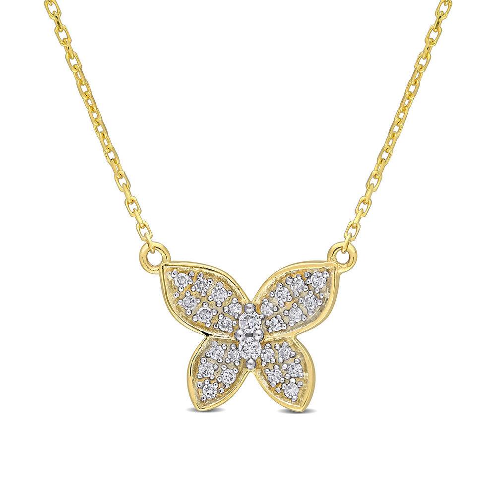 1/8 CT. T.W. Diamond Butterfly Necklace in 10k Yellow Gold-1 product photo