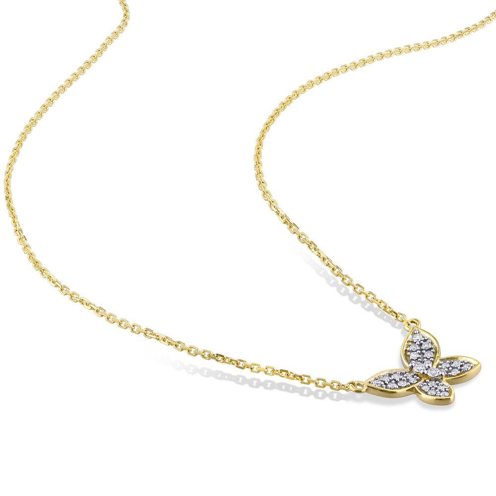 1/8 CT. T.W. Diamond Butterfly Necklace in 10k Yellow Gold-2 product photo