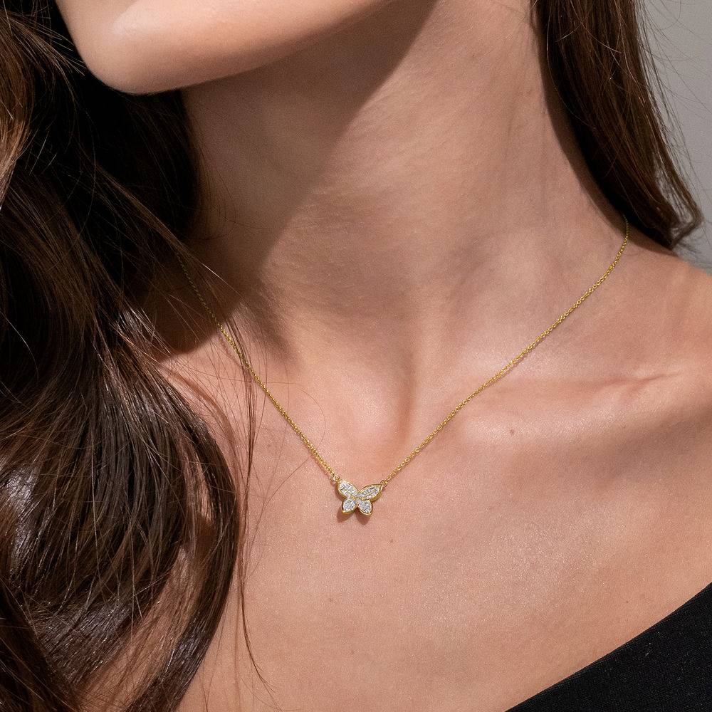 1/8 CT. T.W. Diamond Butterfly Necklace in 10k Yellow Gold-3 product photo