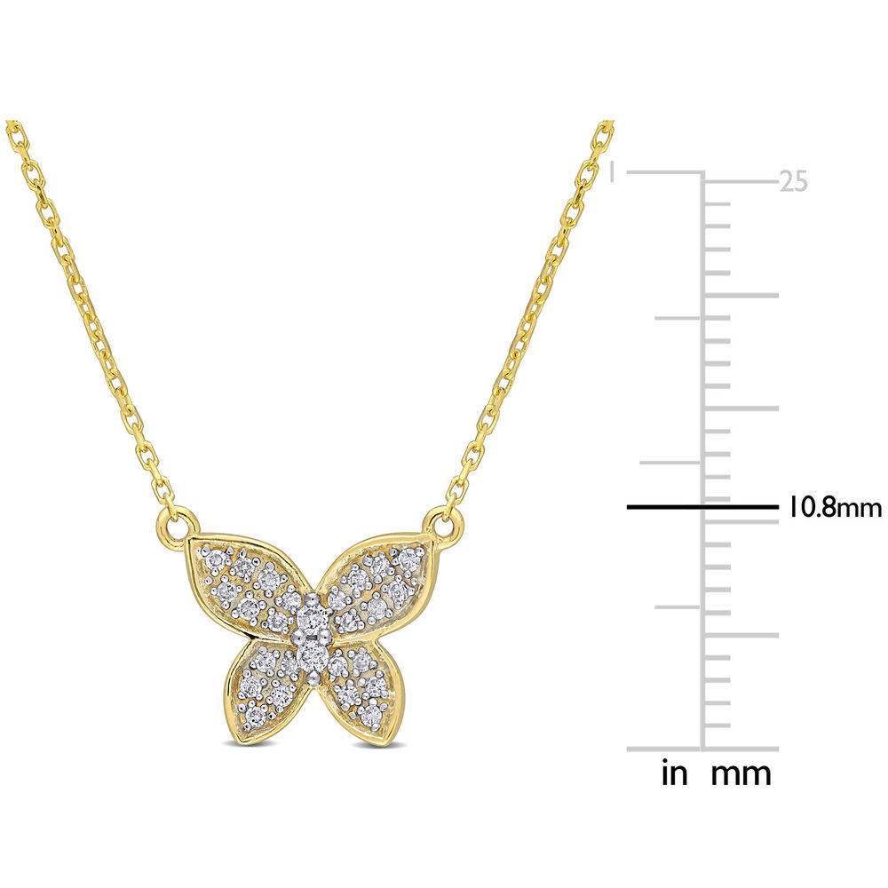 1/8 CT. T.W. Diamond Butterfly Necklace in 10k Yellow Gold-5 product photo