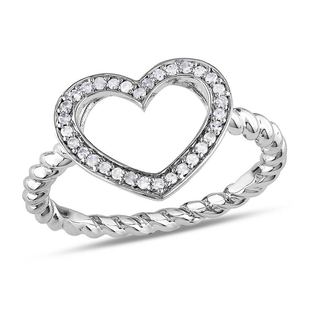 1/8 CT. T.W. Diamond Heart Ring in Sterling Silver-1 product photo