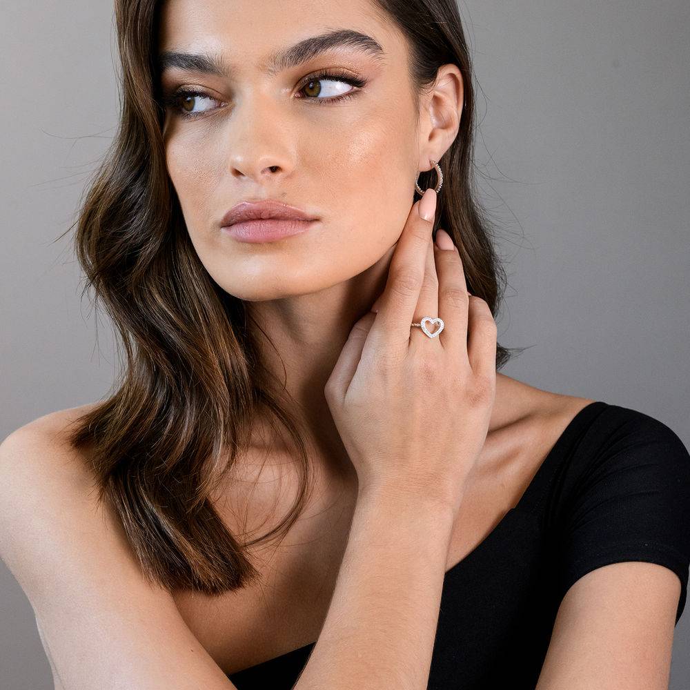 1/8 CT. T.W. Diamond Heart Ring in Sterling Silver-4 product photo