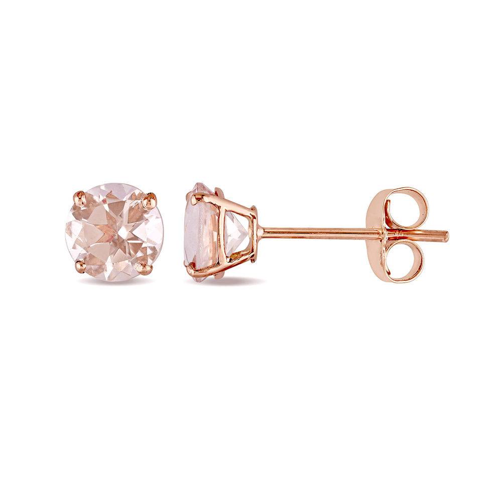 1 C.T T.G.W. Morganite Solitaire Earrings in 14K Rose Gold-1 product photo