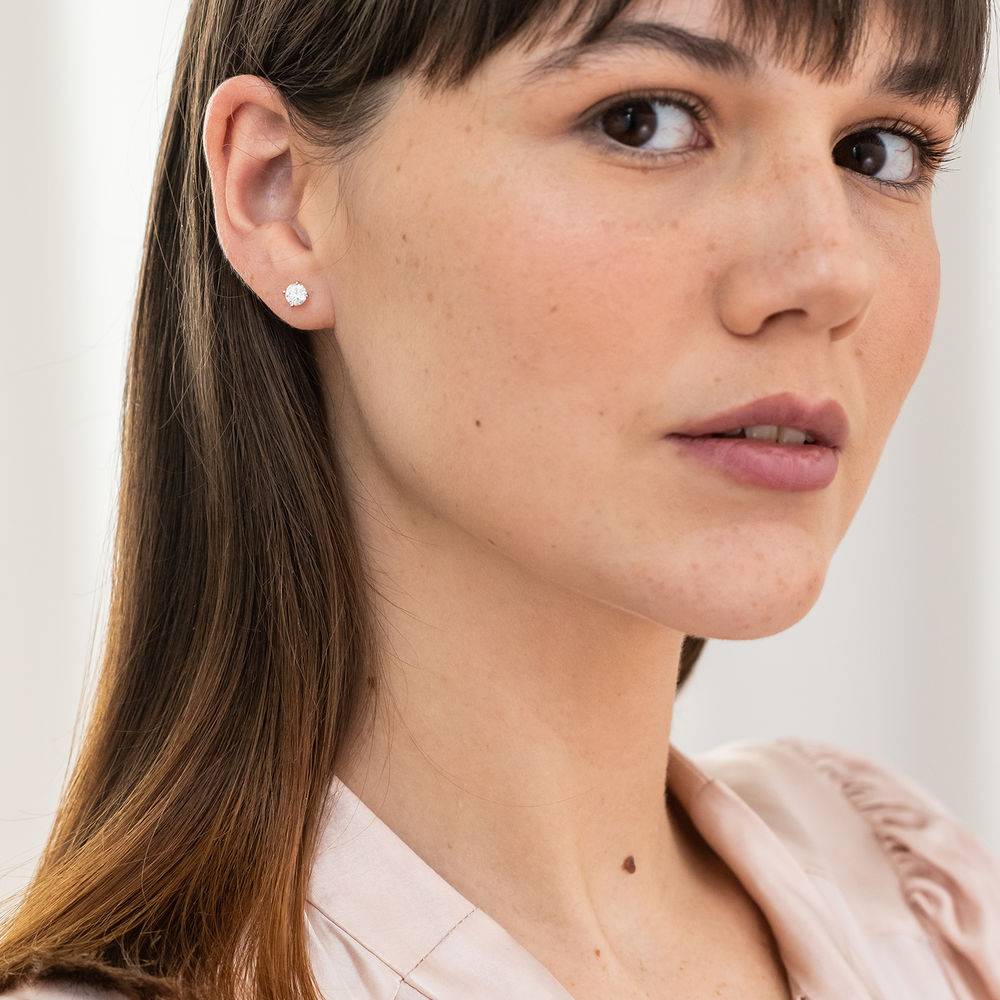 1 C.T T.G.W. Morganite Solitaire Earrings in 14K Rose Gold-3 product photo