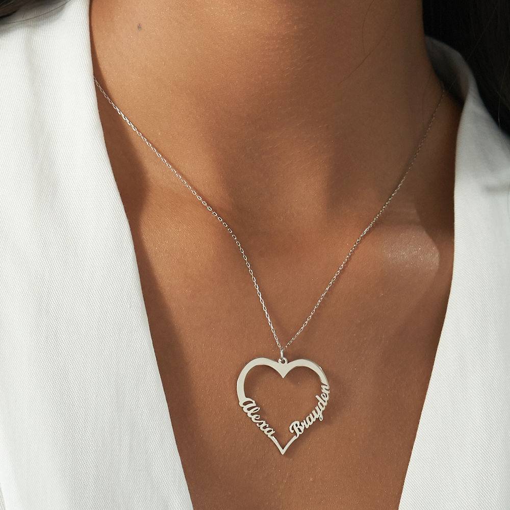10k White Gold Heart Necklace-3 product photo