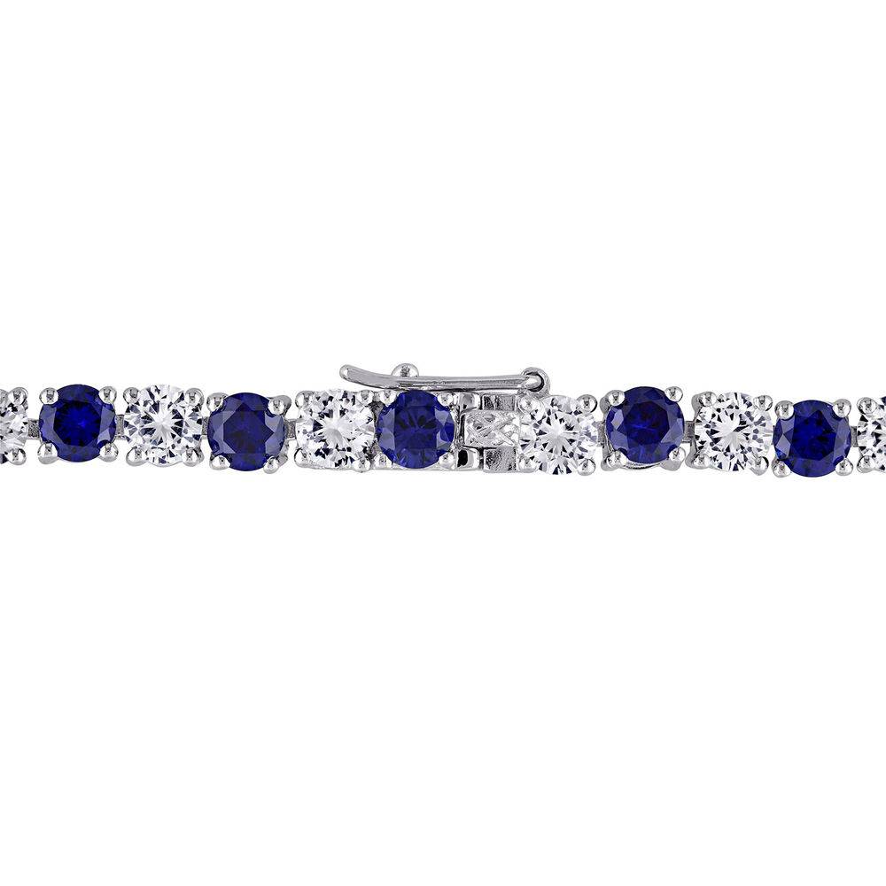 test 123 14 1/4 CT TGW Created Blue & White Sapphire Bracelet  in Sterling Silver-3 product photo