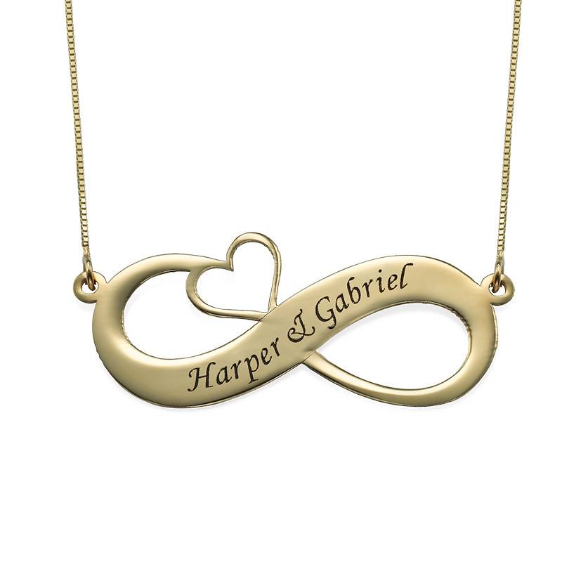 14K Engraved Infinity Necklace with Cut Out Heart-2 product photo