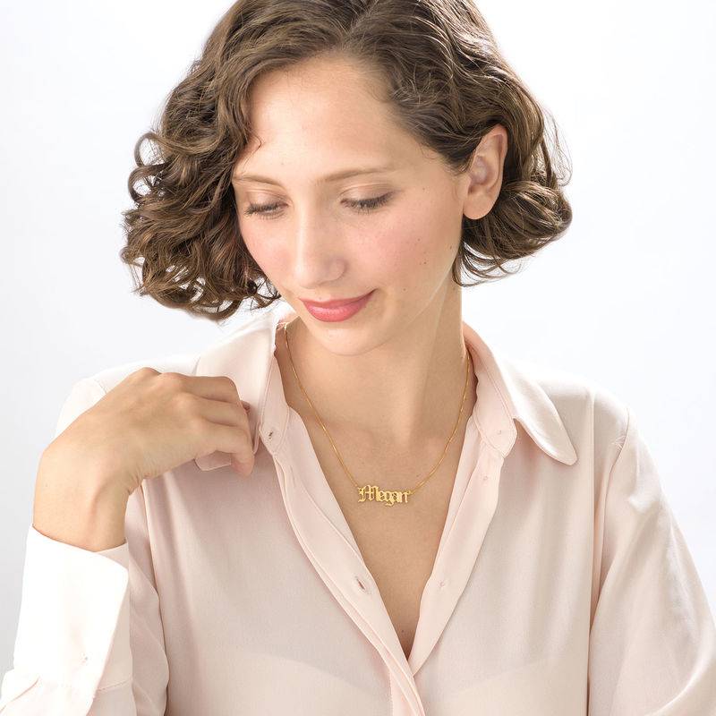 14k Gold Old English Style Name Necklace-2 product photo